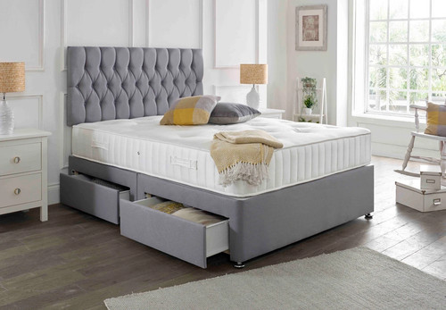 Suede memory foam divan bed - divan,