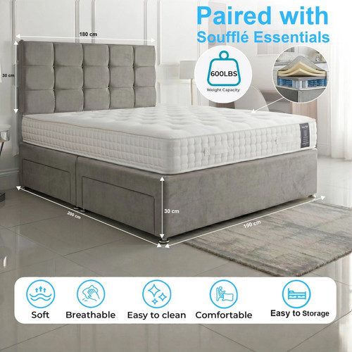 Luxury grey fabric divan bed - luxury,