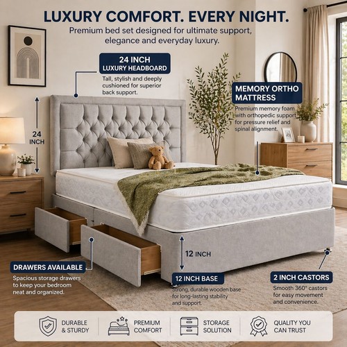 Plush divan bed set with - divan,